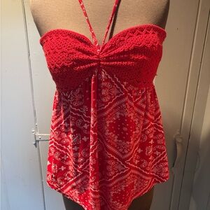 Red Crochet Women's Top